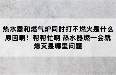 热水器和燃气炉同时打不燃火是什么原因啊！帮帮忙啊 热水器燃一会就熄灭是哪里问题